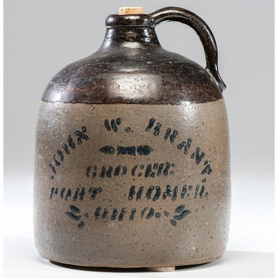 A Port Homer, Ohio Stoneware Grocer's Advertising Jug