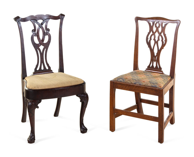 A Queen Anne Mahogany Side Chair and a George III Mahogany Side Chair