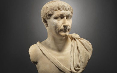 A ROMAN MARBLE PORTRAIT BUST OF THE EMPEROR TRAJAN, TRAJANIC PERIOD, REIGN 98-117 A.D.