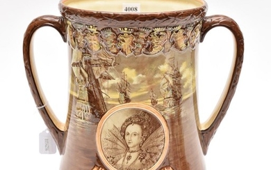 A ROYAL DOULTON LOVING CUP - CORONATION OF QUEEN ELIZABETH II