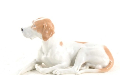 A Royal Copenhagen recumbent pointer dog, Model 1635