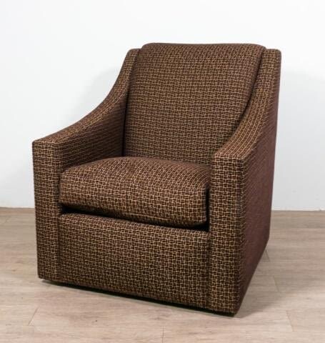 A. Rudin Upholstered Swivel Base Club Chair