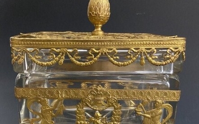 A SUPERB EMPIRE STYLE DORE BRONZE AND BACCARAT BOX