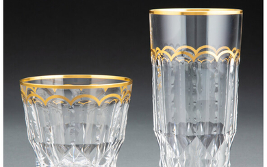 A Set of Sixteen St. Louis Partial Gilt and Clear Glass Excellence Pattern Glassware (designed 1967)