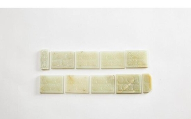 A Set of Ten White Jade 'Shou-Character' Belt Plaques