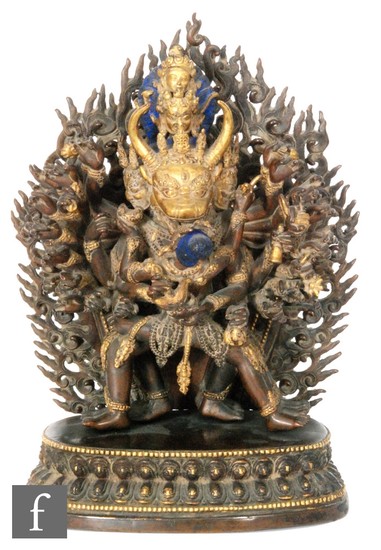 A Sino-Tibetan cast copper alloy figure of Usnisavijaya, the...