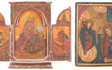 A TRIPTYCH SHOWING THE MOTHER OF GOD AND STS. GEORGE