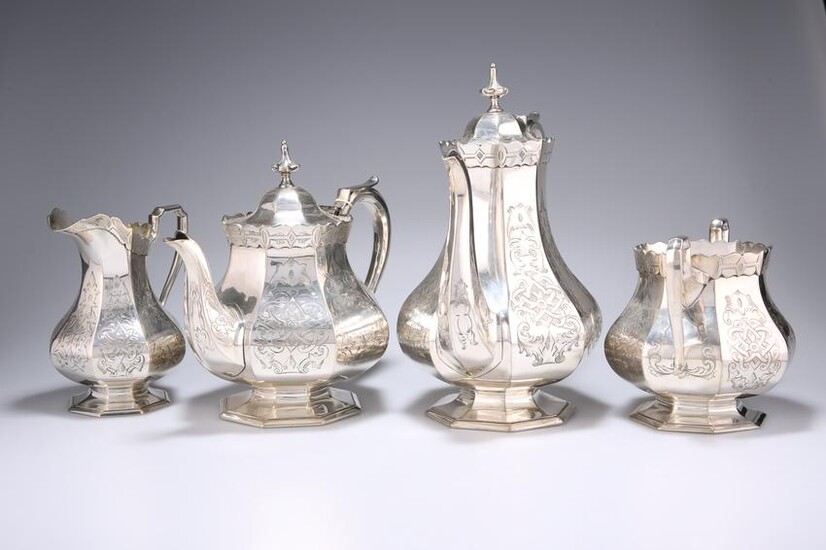 A VICTORIAN SILVER-PLATED FOUR-PIECE TEA AND COFFEE
