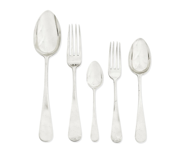 A Victorian provincial Old English pattern silver flatware service