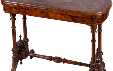 A Victorian walnut and burr-walnut side table, 19th Century...