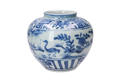 (-), A blue and white porcelain jar, decorated...