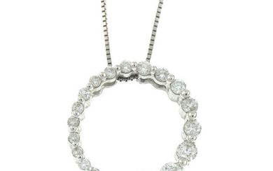 A brilliant-cut diamond hoop pendant, with chain.