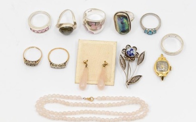 A collection of jewellery to include a diamond set gold...