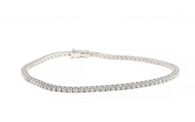 A diamond bracelet set with numerous brillant-cut diamonds weighing a total of app. 1.75 ct., mounted in 18k white gold. L. app. 17.5 cm.