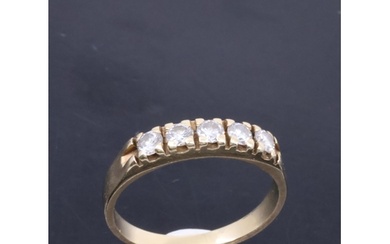 A diamond set five stone ring set in 14ct gold approx. 2.5 g...