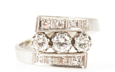A diamond three row ring.