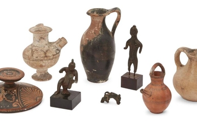WITHDRAWN - A group of antiquities comprising three Cypriot pottery...