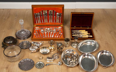 A group of silver and silver plates wares