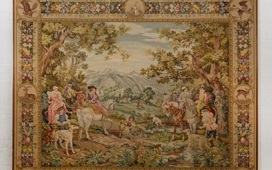 A large Continental hunting scene tapestry