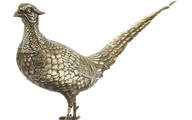A large Continental silver model of a cock pheasant