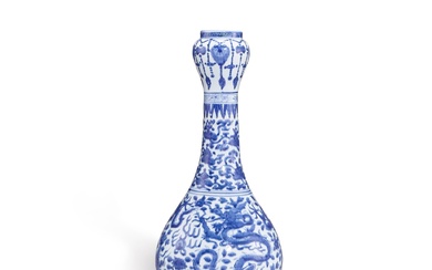 A large blue and white 'dragon' vase, Mark and period...
