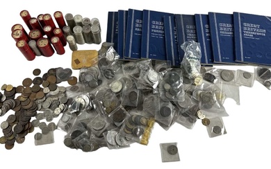 A large quantity of all world coinage including pennies, halfpennies,...
