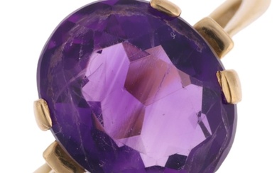 A late 20th century 9ct gold amethyst dress ring, maker LCF,...
