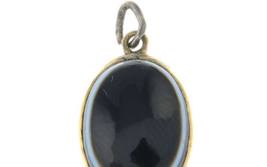 A late Victorian gold banded agate pendant.