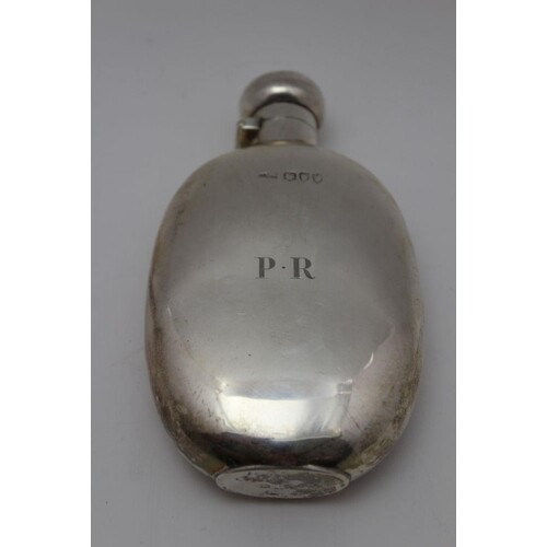 A late Victorian silver hip flask, London 1892, monogrammed ...