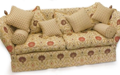 A modern David Gundry knoll sofa, upholstered in floral...