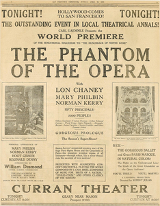 A newspaper promoting the world premiere of The Phantom of the Opera