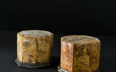 A pair of 18th century jasper octagonal small bases