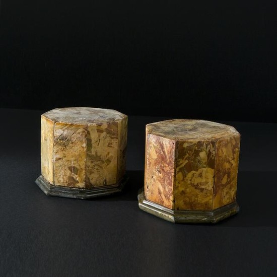 A pair of 18th century jasper octagonal small bases
