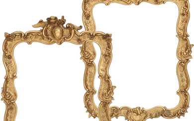 A pair of 19th century Rococo style gilded wood and gypsum frames....