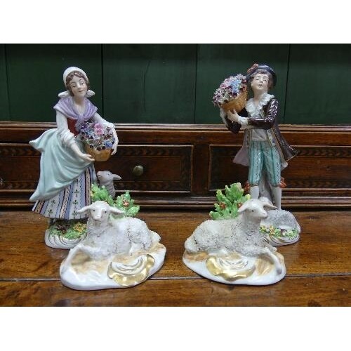 A pair of 20thC Sitzendorf Figures, depicting a shepherd and...