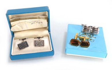 A pair of Georg Jensen rectangular cufflink's with x-shaped design,...