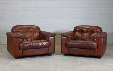 A pair of Swiss De Sede 'DS101' reclining armchairs