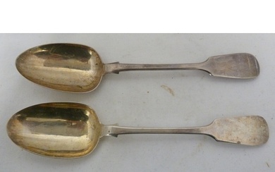 A pair of Victorian silver table spoons, fiddle pattern, Exe...