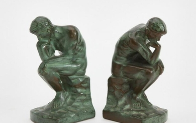 A pair of bookends: The Thinker, after Rodin