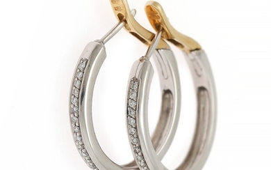 NOT SOLD. A pair of diamond ear pendants each set with numerous brilliant-cut diamonds, mounted...