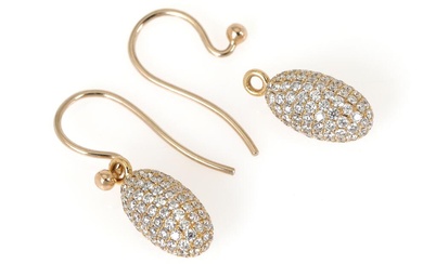 A pair of ear studs each set with a detachable diamond pendant...