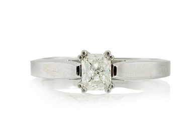 A radiant-cut diamond ring