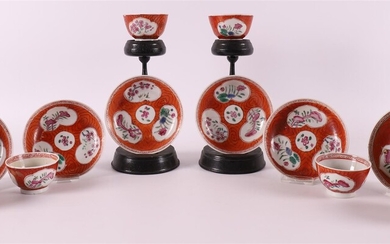 (-), A series of six porcelain famille rose...
