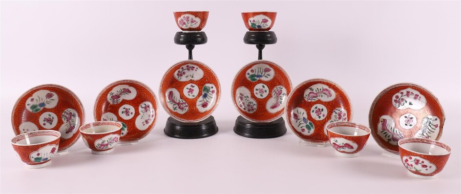 (-), A series of six porcelain famille rose...
