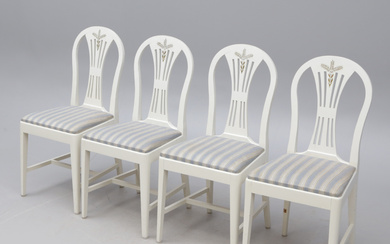 A set of four Gustavian style chairs, 20th century.