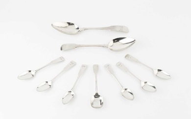 A set of six George III Scottish provincial silver fiddle...