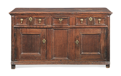 A small William & Mary joined oak and elm fully-enclosed dresser, circa 1700