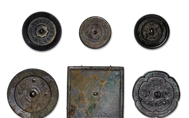 A study group of six bronze mirrors Han/Tang dynasty | 漢/唐 青銅鏡一組六件