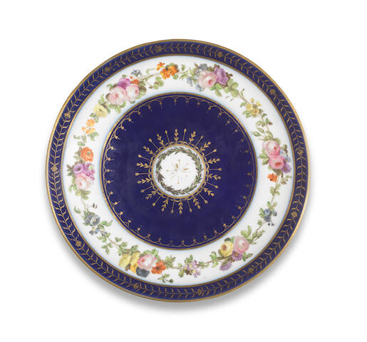 A very rare Sèvres plate from the service for Napoleon's mother, Laetitia Bonaparte (Madame Mère), circa 1802