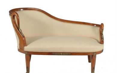 A walnut and upholstered sofa in Empire style